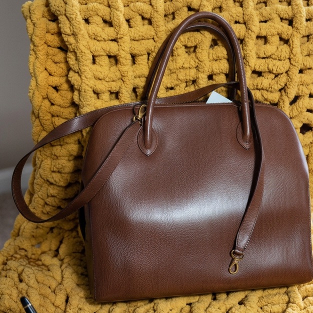 Salvatore Ferragamo Rich Brown Satchel/ Handbag/ Crossed-Body